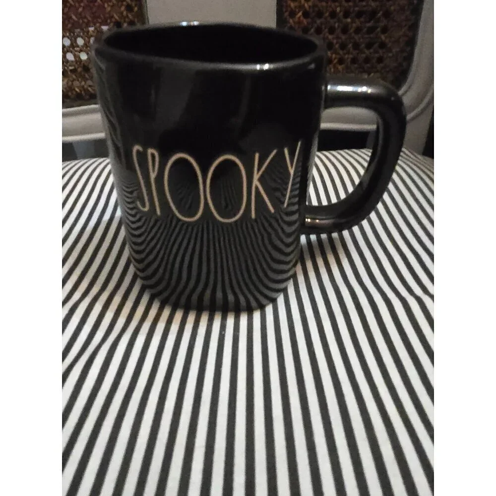 Rae Dunn Halloween Spooky Coffee Mug Black White Farmhouse